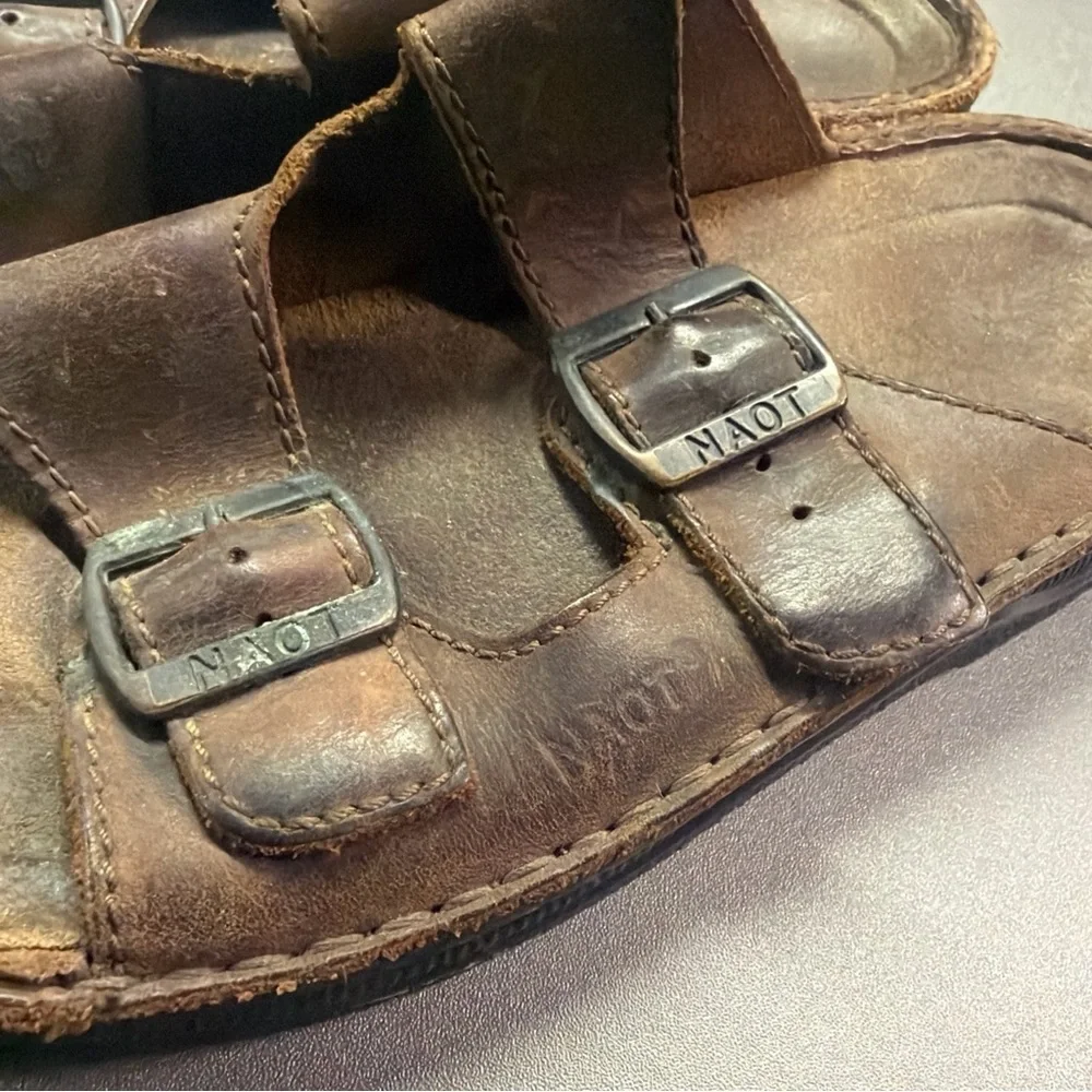 Naot Men’s Mikael Slide Sandals Crazy Horse Leather Size‎ 39 US 6-6.5 Comfort